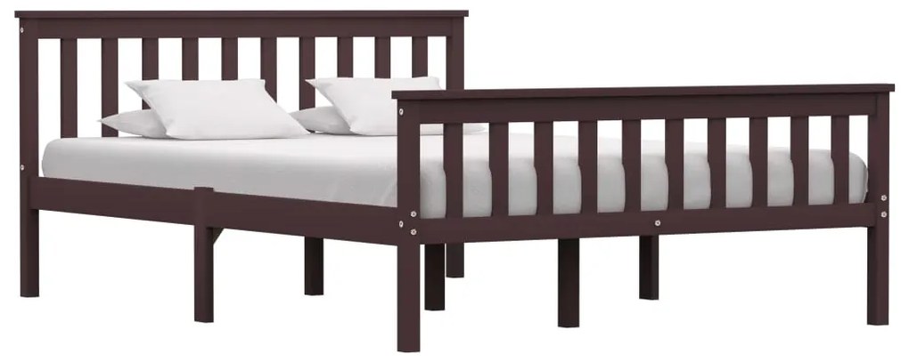 Estrutura de cama 140x200 cm pinho maciço castanho-escuro