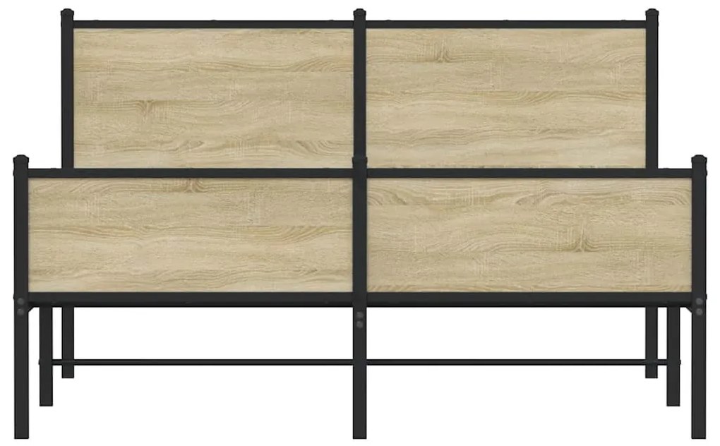 Estrutura de cama sem colchão 137x190 cm metal carvalho sonoma