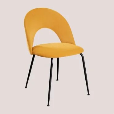 Pacote de 4 cadeiras de jantar em veludo estilo Glorys Mel & Negro - Sklum