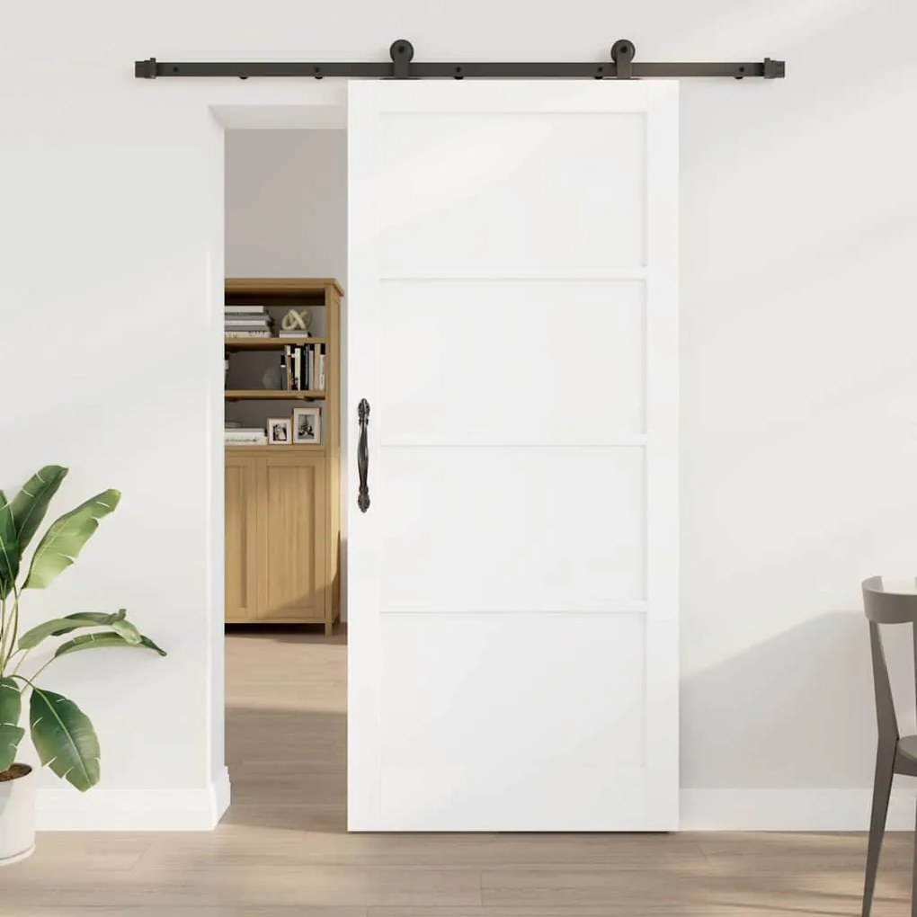 vidaXL Porta Deslizante Branco e Preto 93 x 211 cm