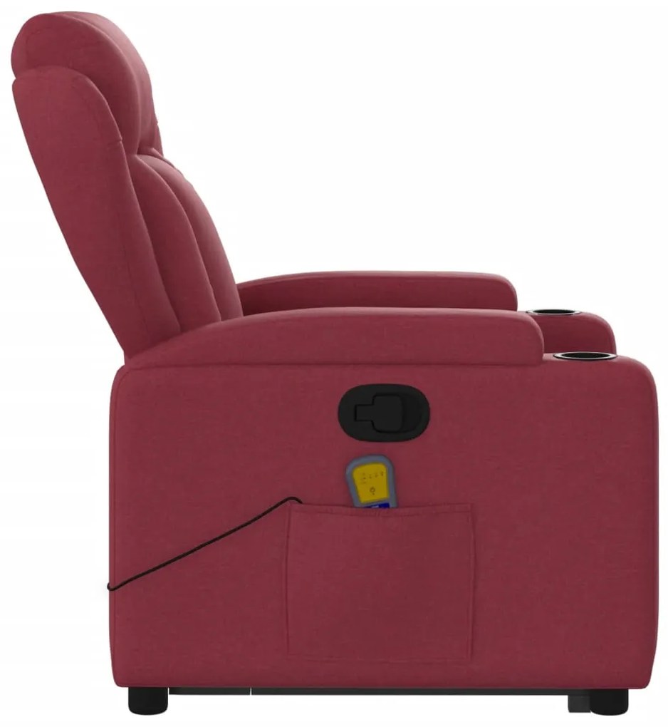 Poltrona de massagens reclin. elevatória tecido vermelho tinto