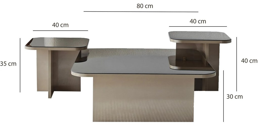 Conjunto de Mesas de Centro Jazz – Bege Bronze – Várias Medidas