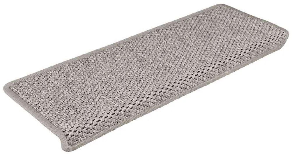 Tapetes escada adesivos aspeto sisal 15pcs 65x21x4 cm prateado