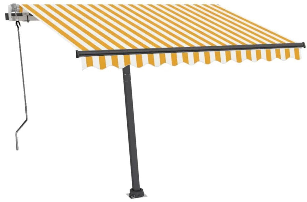 Toldo retrátil manual independente 350x250 cm amarelo e branco