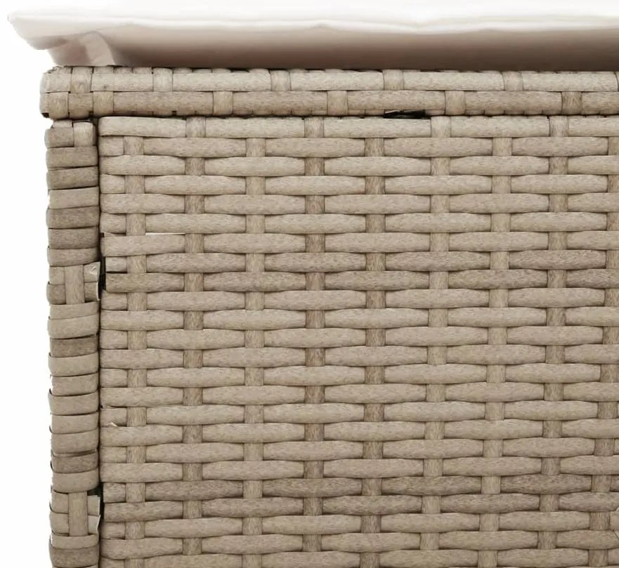 Espreguiçadeira com mesa e almofadão vime PE bege