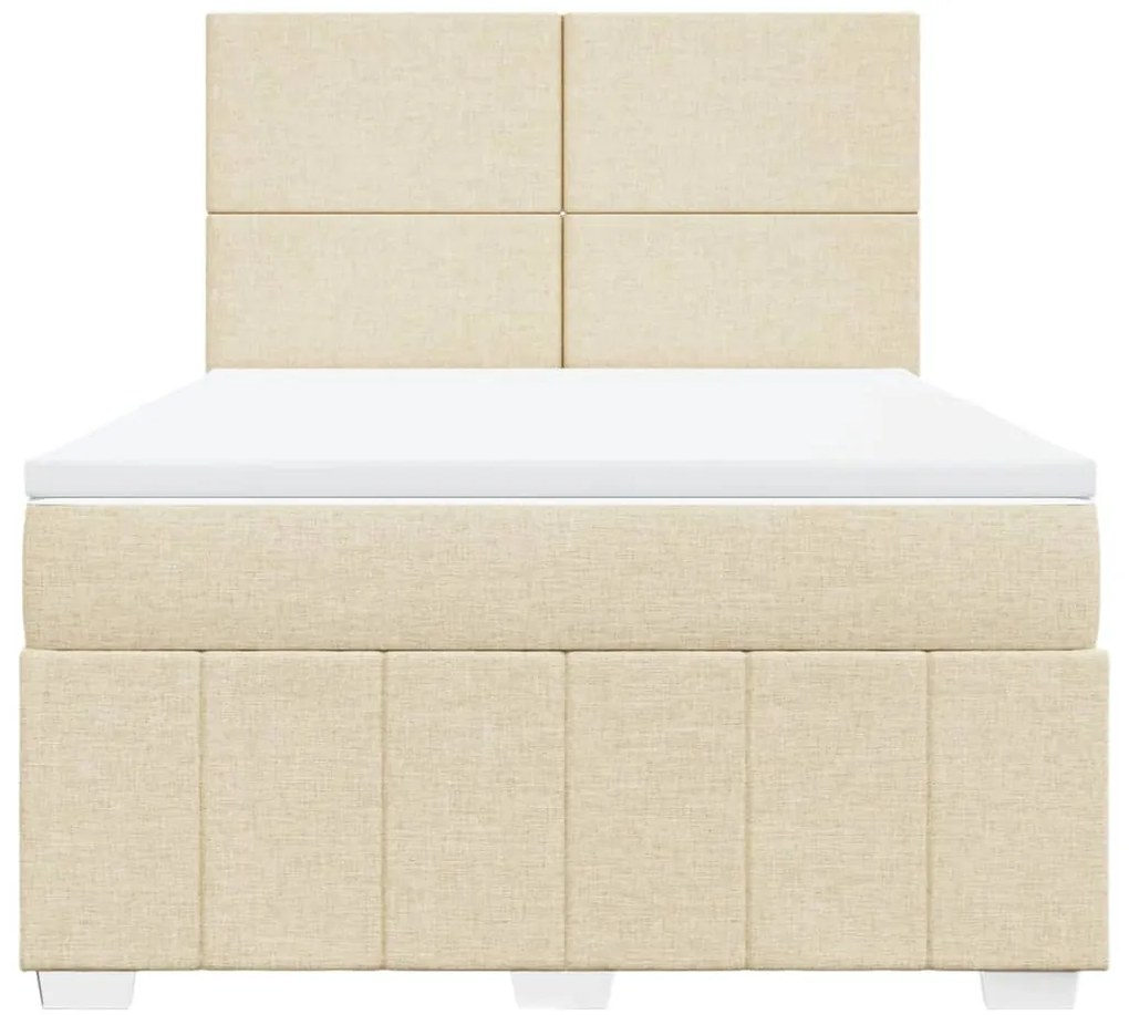 Cama com molas/colchão 140x190 cm tecido cor creme