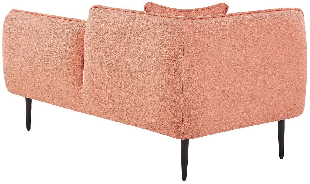 Chaise-Longue à esquerda em tecido bouclé rosa pêssego CHEVANNES Beliani
