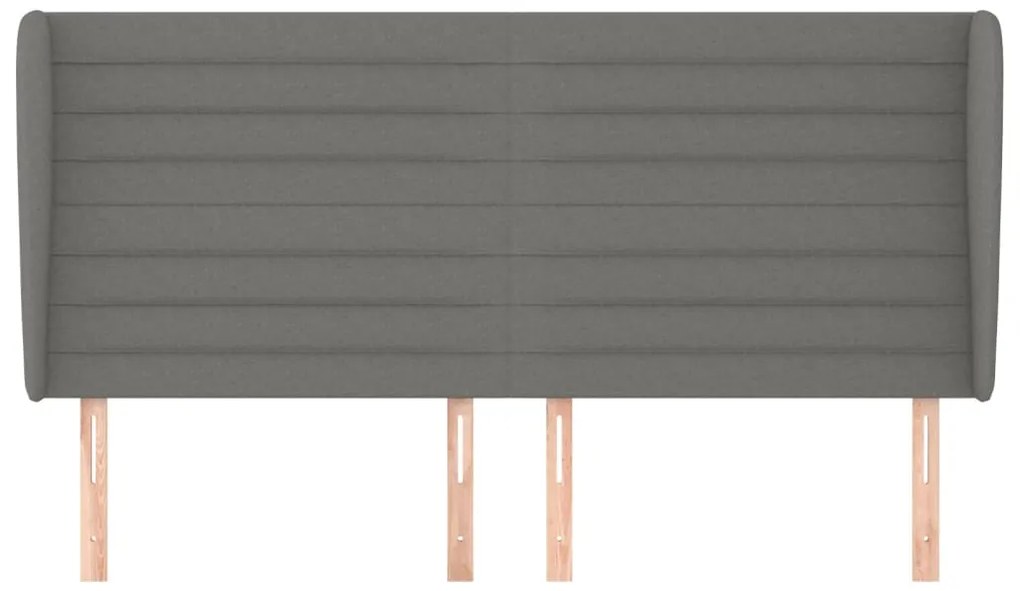 Cabeceira cama c/ abas tecido 183x23x118/128 cm cinzento-escuro