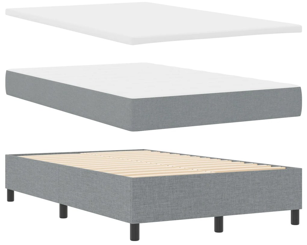 Cama Box com Colchão Cinza Claro 120x200 cm Tecido