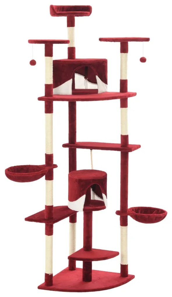 Árvore p/ gatos postes arranhadores sisal 203cm vermelho/branco