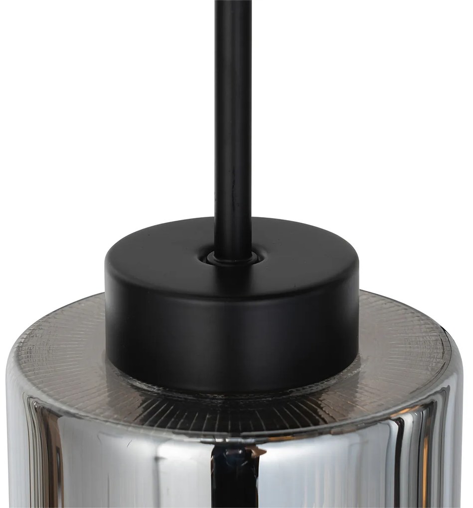 Candeeiro suspenso inteligente preto com vidro fumado 7 luzes incluindo 7 Wifi ST64 - Laura