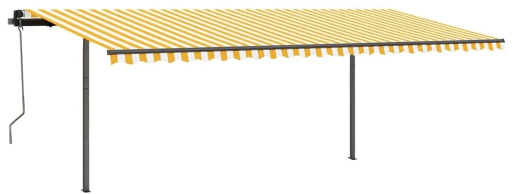 Toldo retrátil manual com postes 3,5x2,5 m amarelo e branco