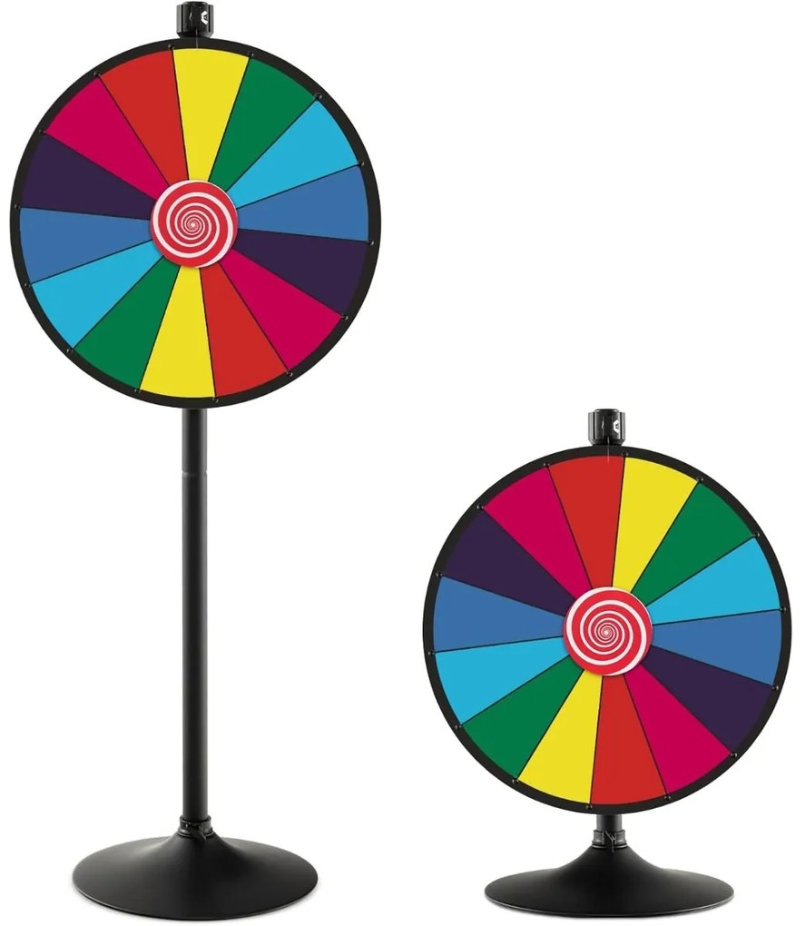 Roleta da Sorte Φ 60 cm Altura ajustável com base e 14 ranhuras personalizável Jogo com caneta apagável para festas Multicolorida