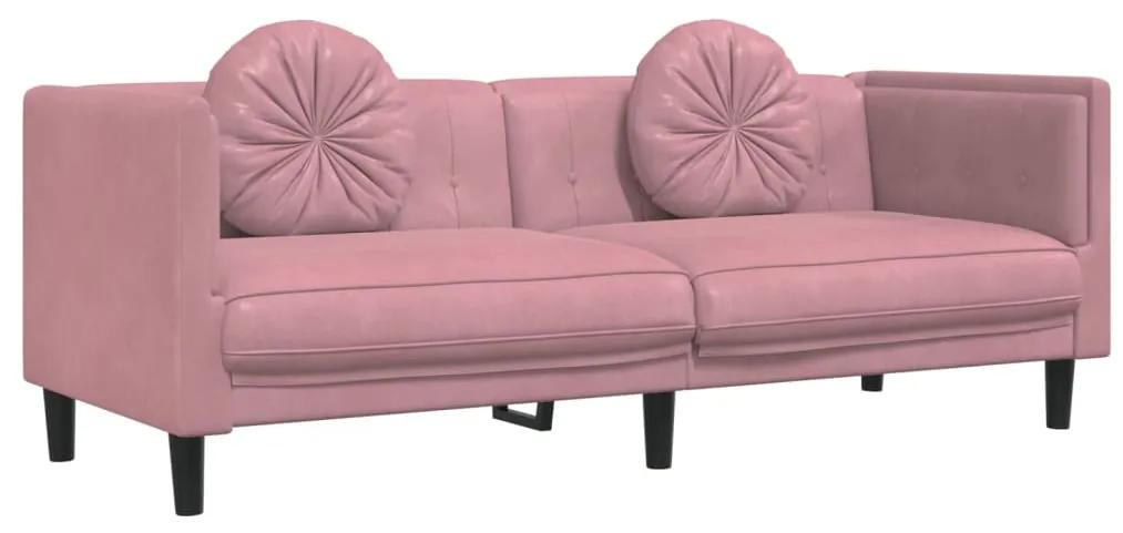 2 pcs conjunto de sofás com almofadas veludo rosa