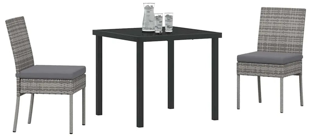 Conjunto de Jantar para Jardim - 3 Peças em Rattan Sintético Cinza