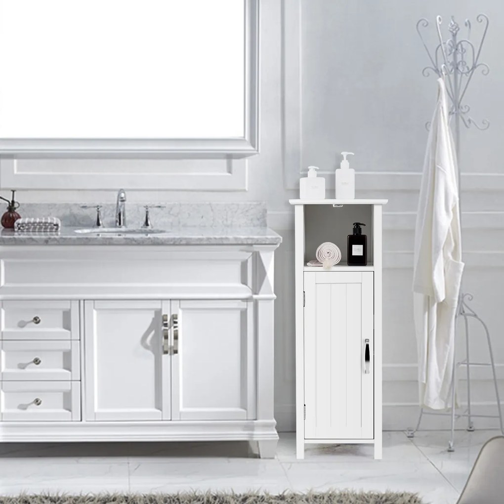 Armário para casa de banho com 3 prateleiras e porta  30 x 30 x 80 cm Branco