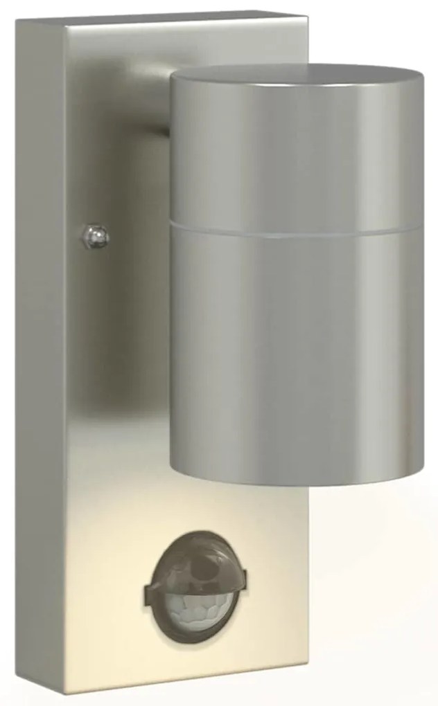 Luzes de Parede Externas com Sensor 2 pcs Prateado Aço Inoxidável IP44