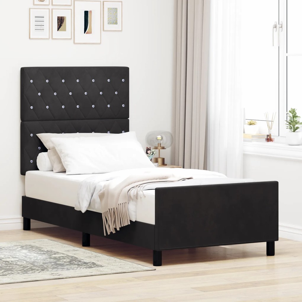 Cama vidaXL Preta 90x190 cm Veludo