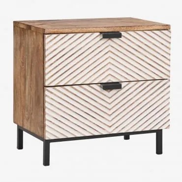 Pack De 2 Mesas De Cabeceira Retangulares 50x35 Cm Em Madeira De Manga Alembe Madeira De Manga - Sklum