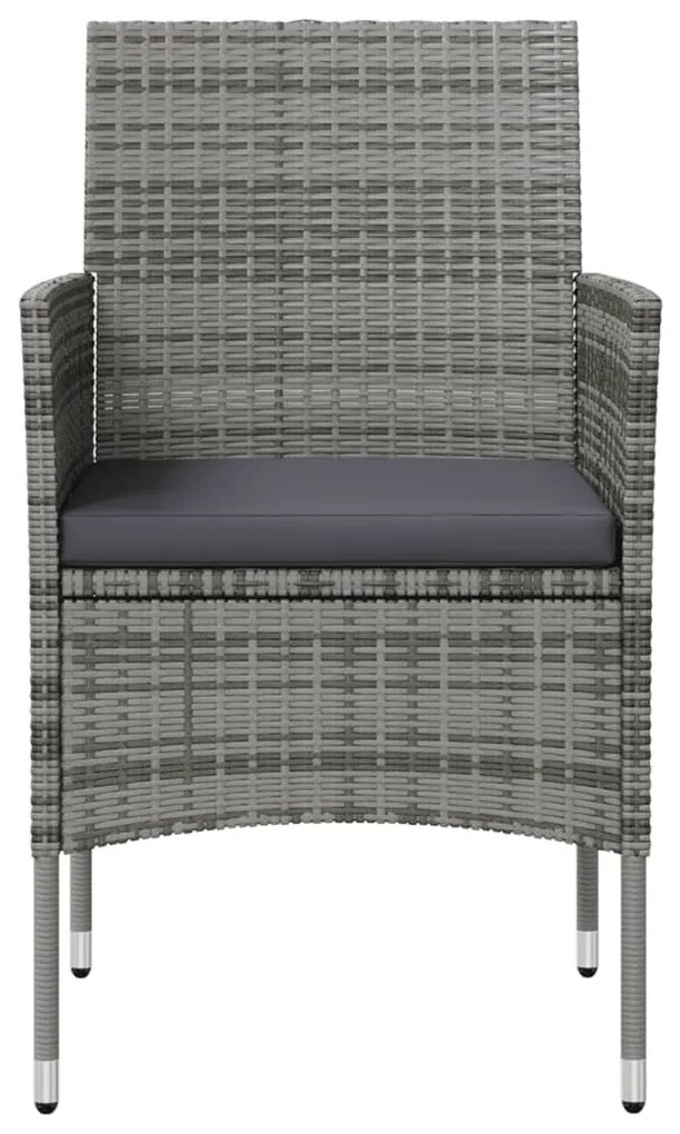 16 pcs conjunto lounge de jardim c/ almofadões vime PE cinzento