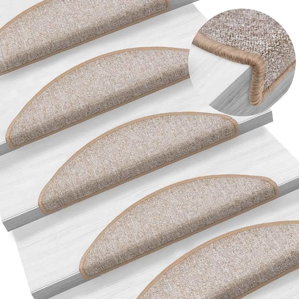 Tapetes de escada 20 pcs 56x17x3 cm castanho-claro