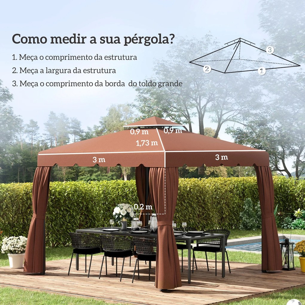 Toldo de Substituição para Pérgola 300x300 cm Teto de Substituição par