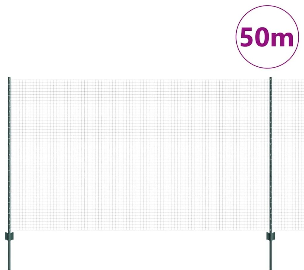 Cerca de Arame Soldado com 22 Postes Verde 1,4x50 m Aço
