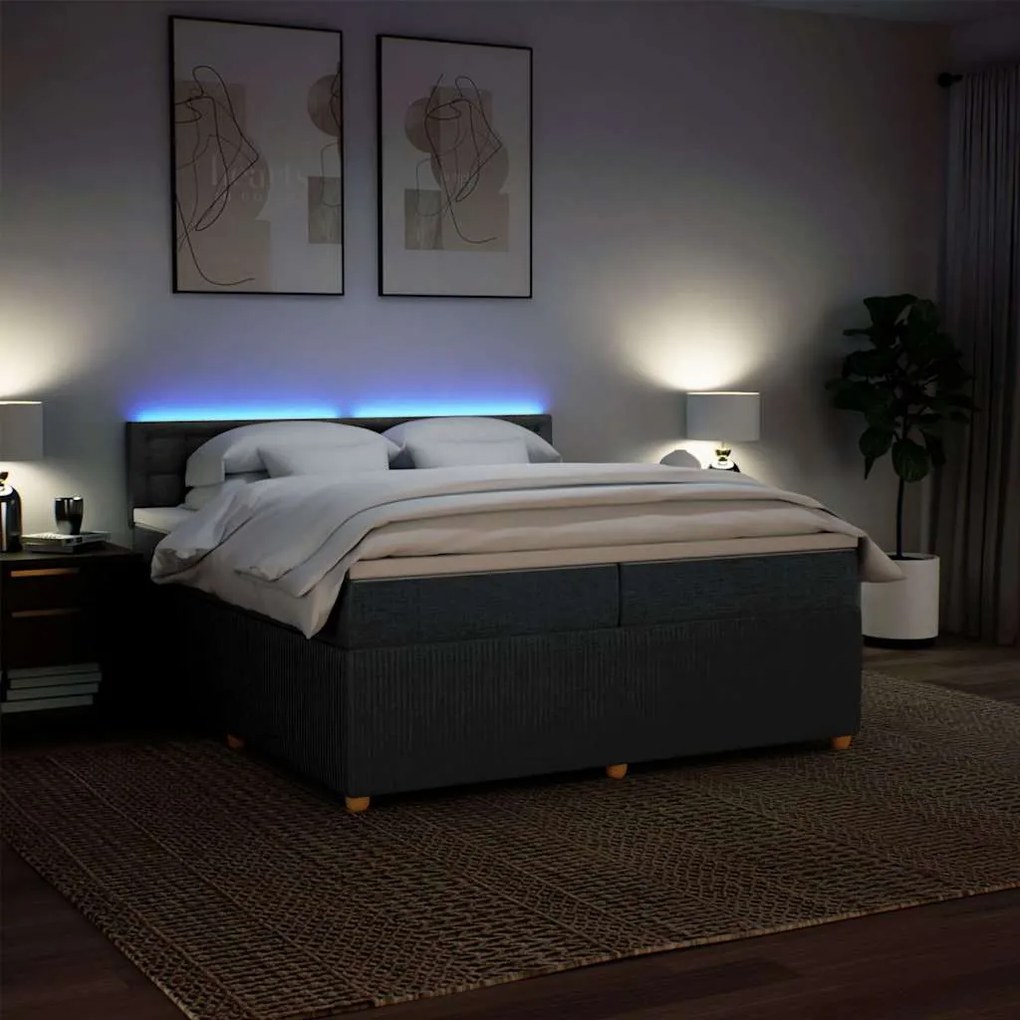 Cama com molas/colchão 200x200 cm tecido cinzento-escuro