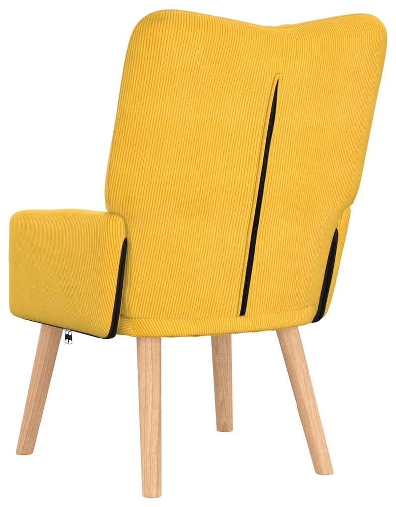 Poltrona Relaxante vidaXL Amarelo Claro em Tecido de Veludo