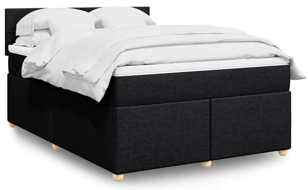 vidaXL Cama com molas/colchão 140x190 cm tecido preto