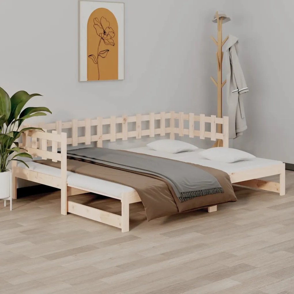 vidaXL Estrutura sofá-cama de puxar 2x(90x190) cm pinho maciço