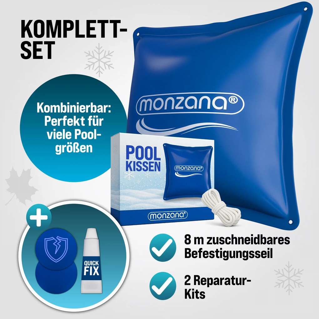 Conjunto de 4 almofadas para coberturas para piscina, 120 x 120 cm, -20 °C azuis