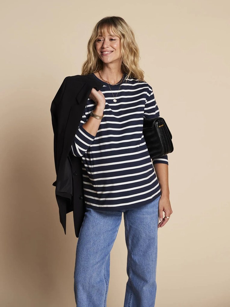 Camisola à marinheiro para gravidez e amamentação ENVIE DE FRAISE personalizável.  marinho