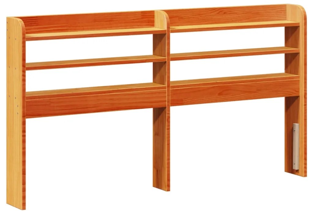 Estrutura cama c/ cabeceira 140x200cm pinho maciço castanho-mel