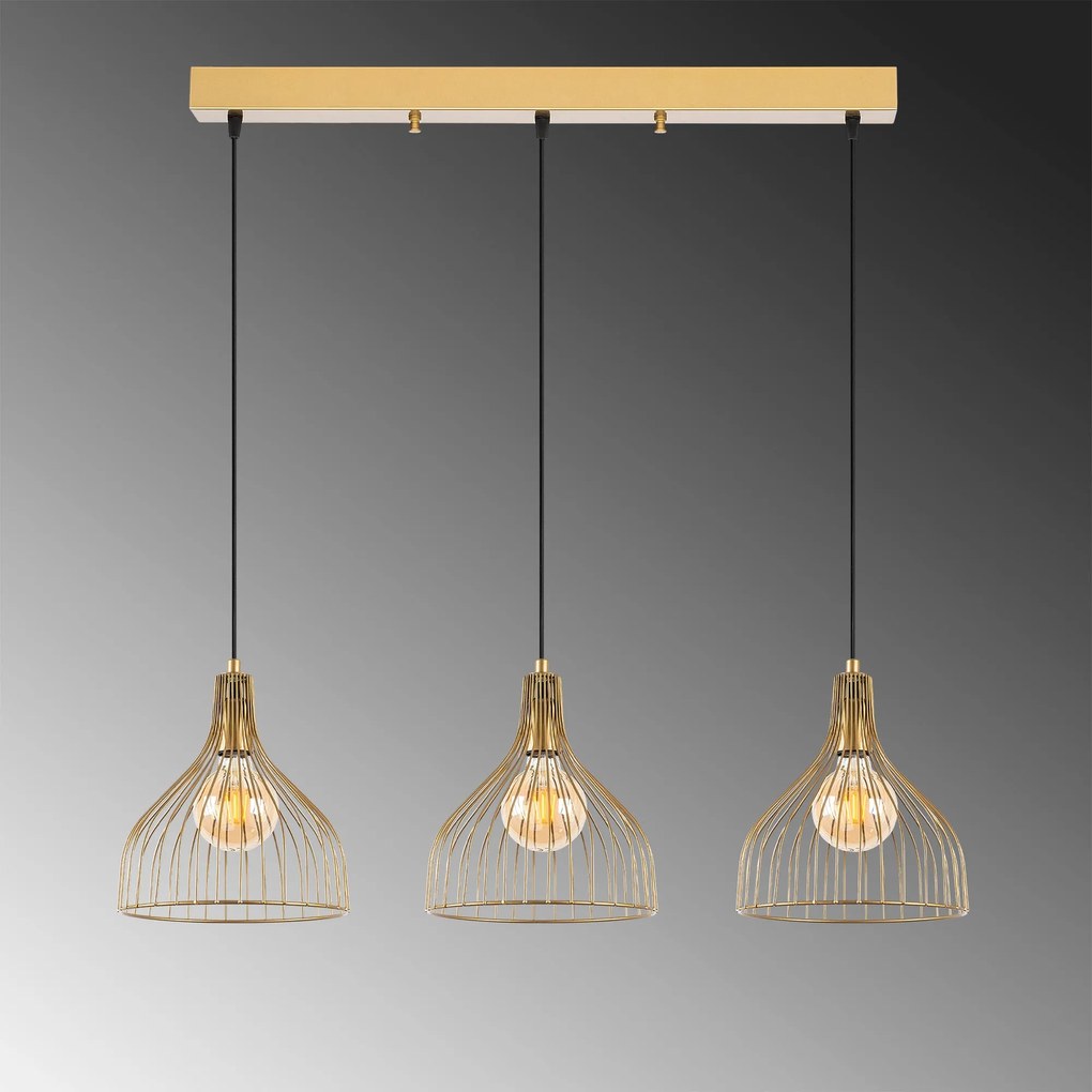 Candeeiro de Teto Cafu – Ouro Brilhante – 94 x 25 x 121 cm