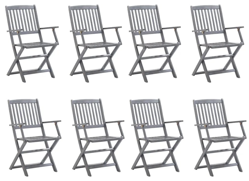 vidaXL Cadeiras de exterior dobráveis 8 pcs madeira de acácia maciça