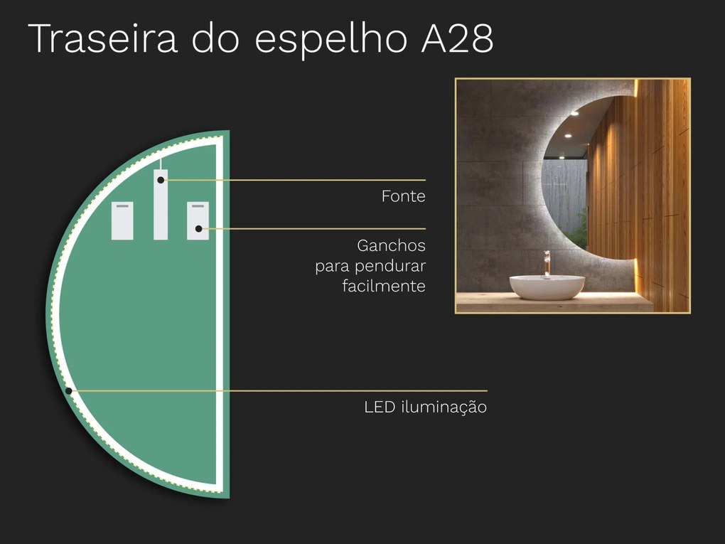 Espelho atípico com iluminação A28