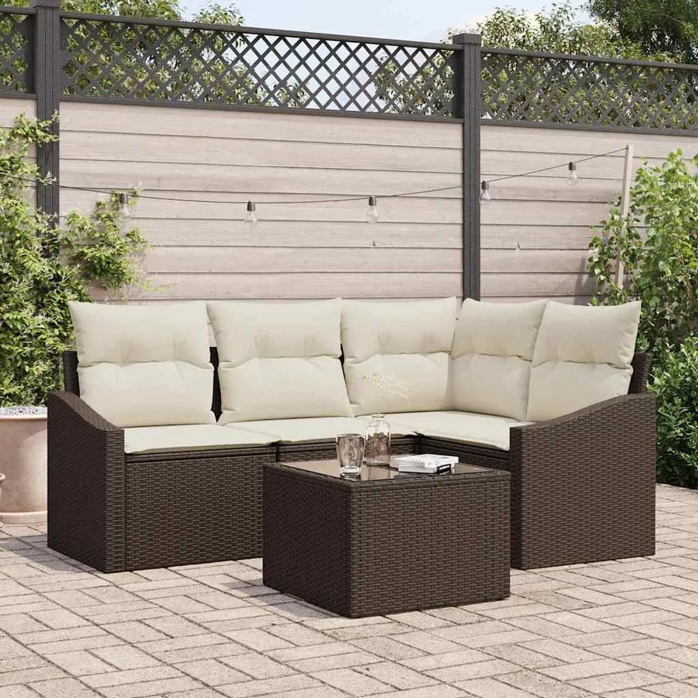 vidaXL Conjunto de Sofás de Jardim com 4 Peças e Almofadas Cinzas em Rattan Sintético