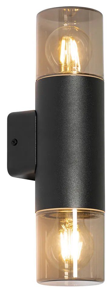 Candeeiro de parede exterior moderno preto 2-luzes IP44 - Odense Moderno