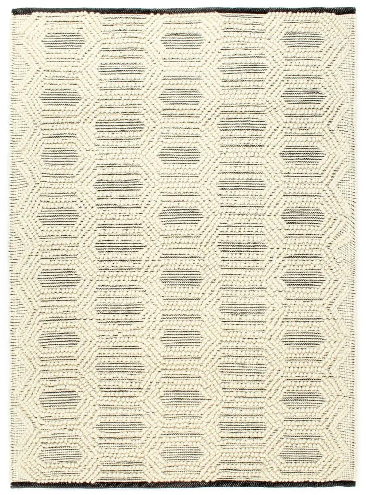 vidaXL Tapete tecido à mão 80x150 cm lã branco/preto