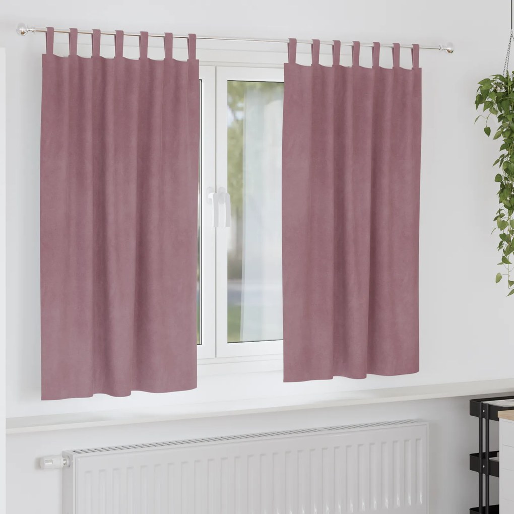 Cortinas Blackout vidaXL com Laços para Pendurar 2 pcs em Veludo Rosa Escuro