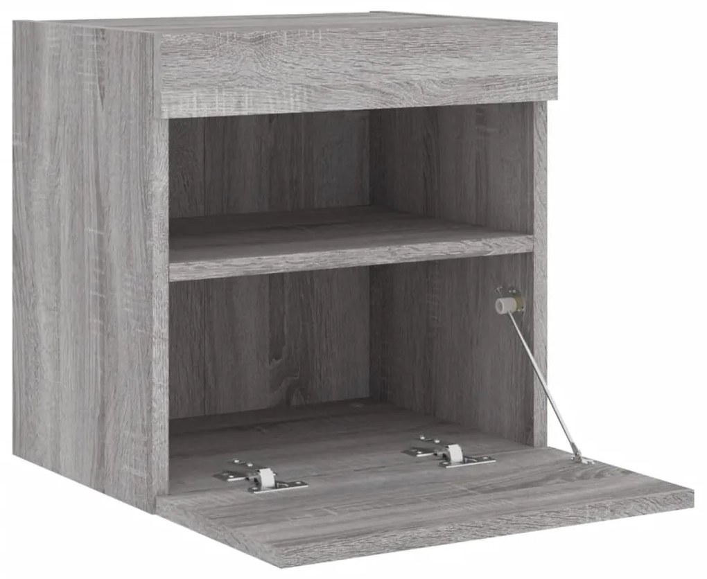 Móveis de parede para TV com luzes LED 2 pcs cinzento sonoma