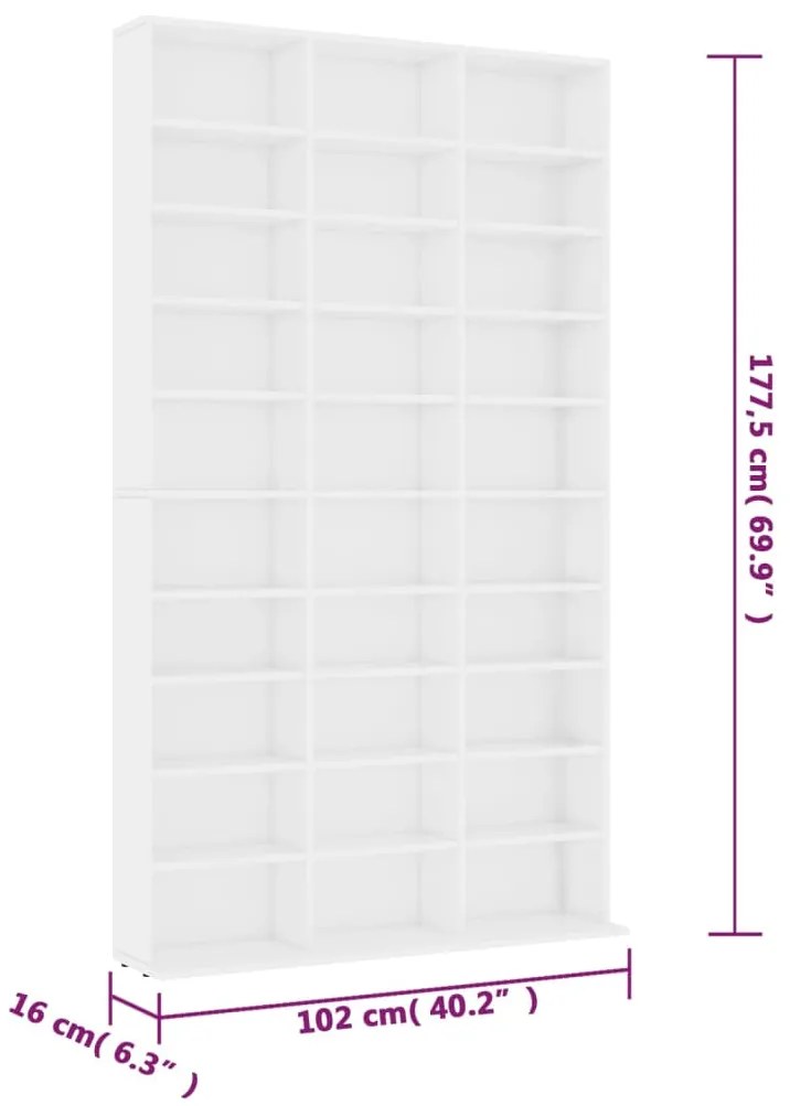 Armário para CD 102x16x177,5 cm derivados de madeira branco