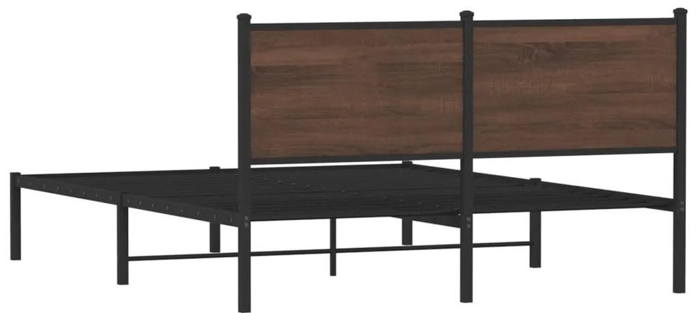 Estrutura cama com cabeceira 150x200cm metal carvalho castanho