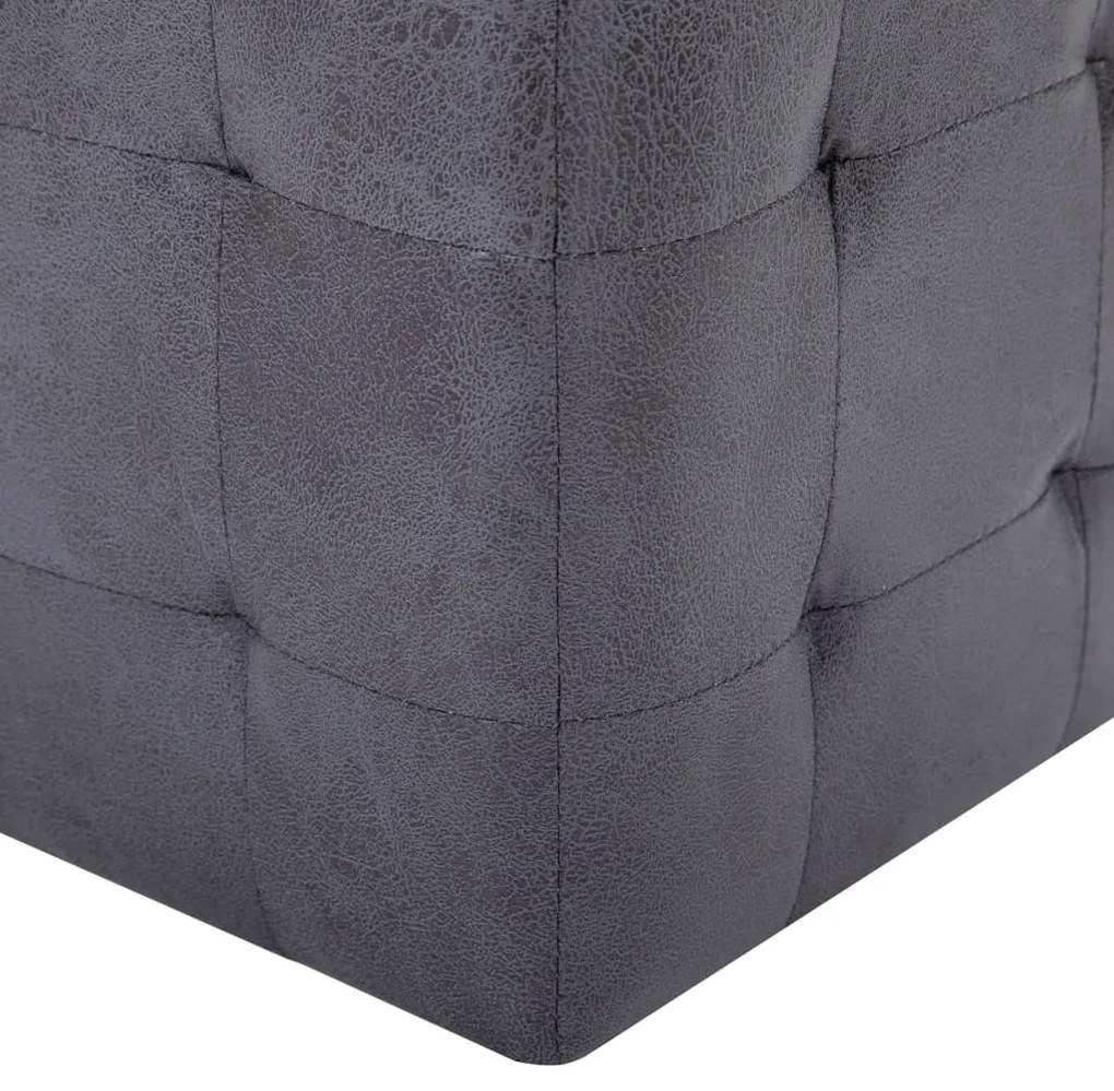 Pufe 2 pcs 30x30x30 cm camurça artificial cinzento