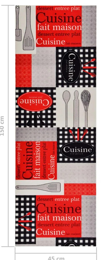 Tapete de cozinha lavável com design Cuisine 45x150 cm