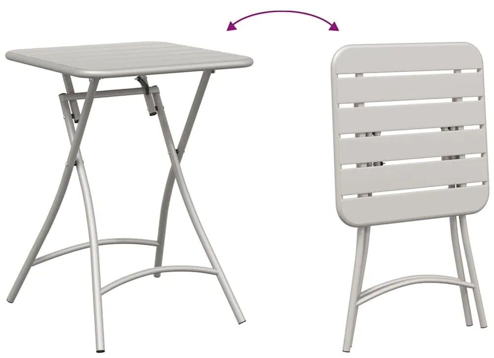 Mesa de Jardim Dobrável Bege 55 x 55 x 73 cm em Aço