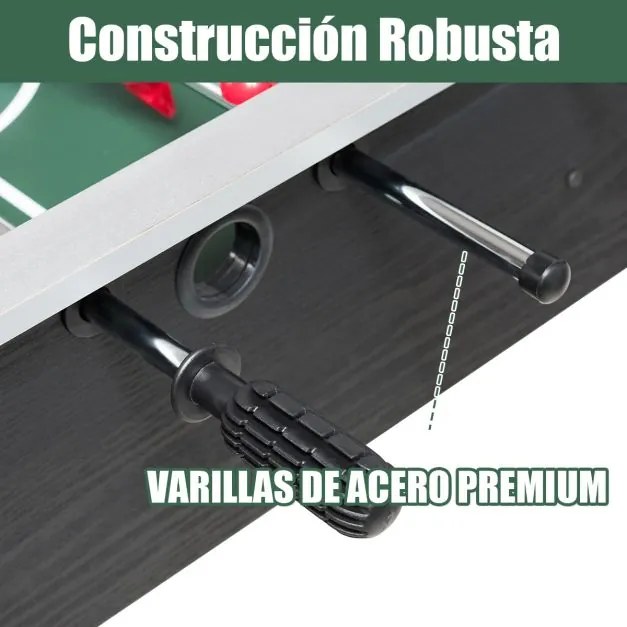 Mesa de matraquilhos de madeira para crianças com 2 bolas e 22 jogadores 61 x 122 x 79 cm Preto
