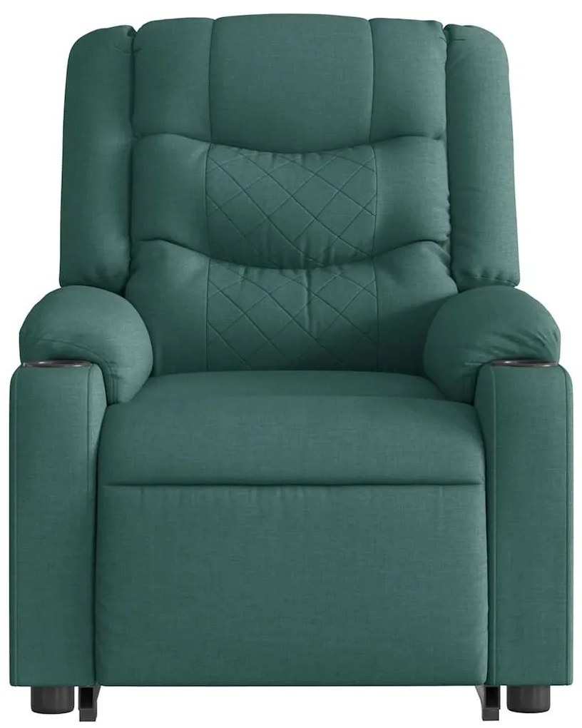 Poltrona elétrica elevatória massagens tecido verde-escuro