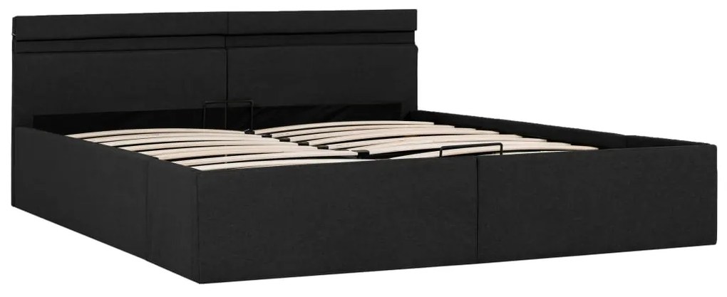 Cama hidráulica c/ arrumação LED 180x200cm tecido cinza-escuro